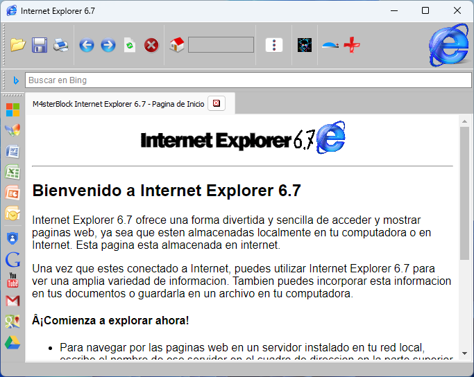 Captura de pantalla de Internet Explorer 6.7